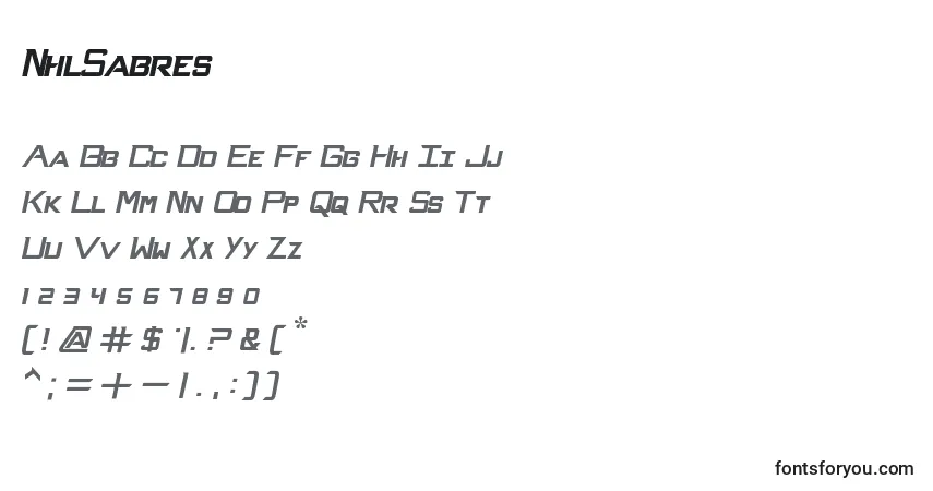 Czcionka NhlSabres – alfabet, cyfry, specjalne znaki