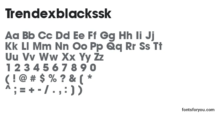 A fonte Trendexblackssk – alfabeto, números, caracteres especiais