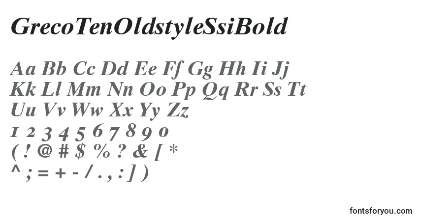 Шрифт GrecoTenOldstyleSsiBold – алфавит, цифры, специальные символы
