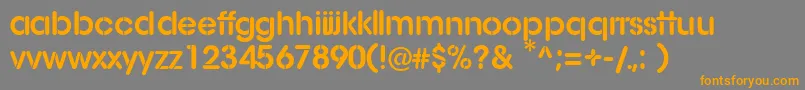 フォントAgStencil – オレンジの文字は灰色の背景にあります。