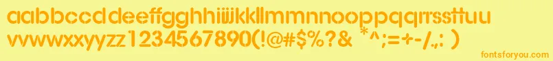 AgStencil-Schriftart – Orangefarbene Schriften auf gelbem Hintergrund