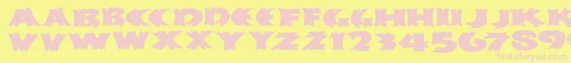 Fonte Klitschkotiqua – fontes rosa em um fundo amarelo