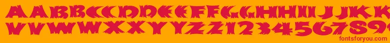 Klitschkotiqua-Schriftart – Rote Schriften auf orangefarbenem Hintergrund