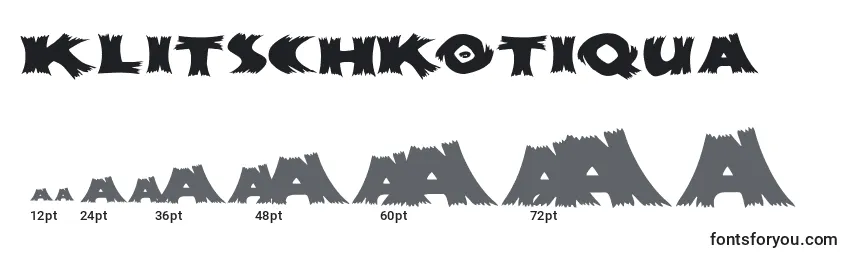 Размеры шрифта Klitschkotiqua