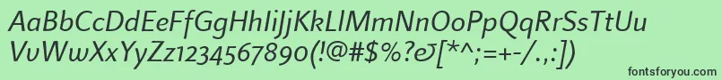LinotypefinneganosfItalic Font – Black Fonts on Green Background