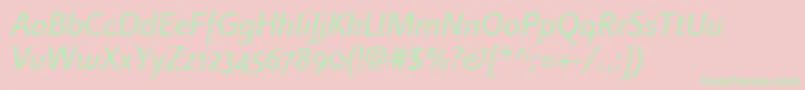 LinotypefinneganosfItalic Font – Green Fonts on Pink Background