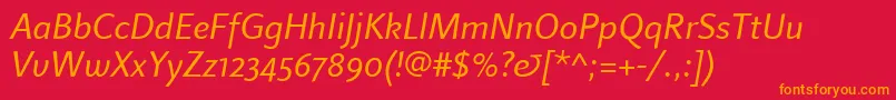 LinotypefinneganosfItalic Font – Orange Fonts on Red Background