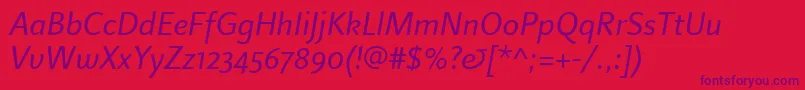 LinotypefinneganosfItalic Font – Purple Fonts on Red Background