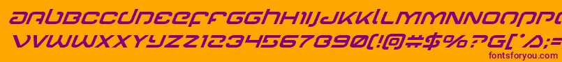 Gunrunnersuperital Font – Purple Fonts on Orange Background