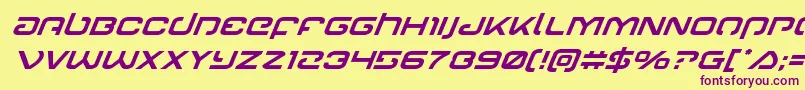 Gunrunnersuperital Font – Purple Fonts on Yellow Background