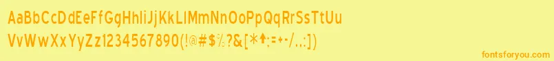 フォントBlueHighwayCondensedRegular – オレンジの文字が黄色の背景にあります。