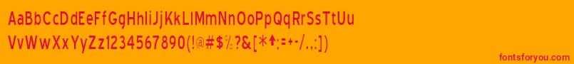 フォントBlueHighwayCondensedRegular – オレンジの背景に赤い文字