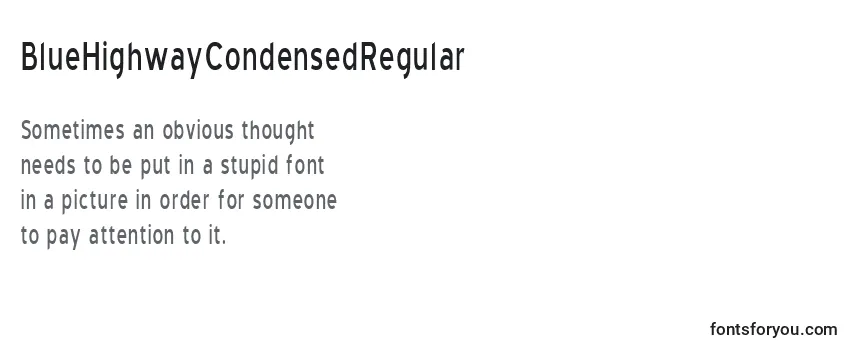 Review of the BlueHighwayCondensedRegular Font