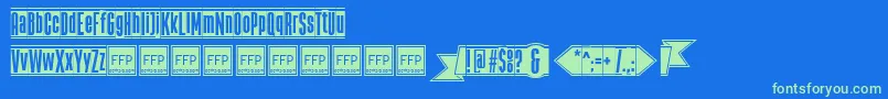 フォントTheBlackBoxFfp – 青い背景に緑のフォント