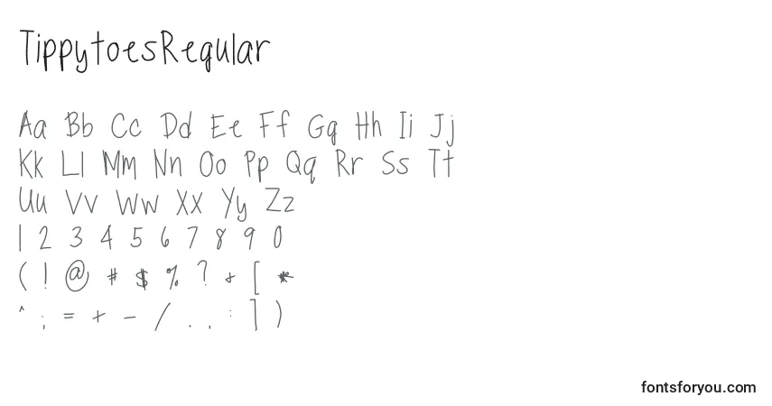 Czcionka TippytoesRegular – alfabet, cyfry, specjalne znaki