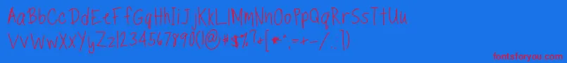 TippytoesRegular Font – Red Fonts on Blue Background