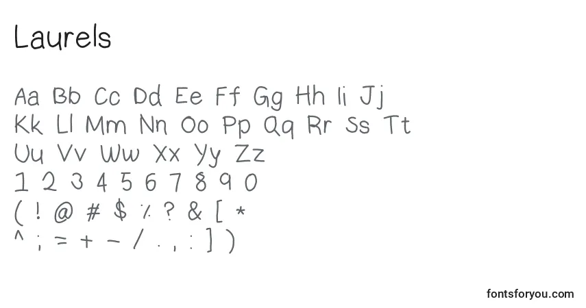 Шрифт Laurels – алфавит, цифры, специальные символы