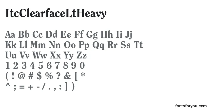 A fonte ItcClearfaceLtHeavy – alfabeto, números, caracteres especiais