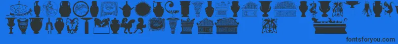 Greekart Font – Black Fonts on Blue Background