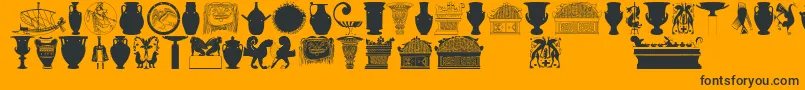 fuente Greekart – Fuentes Negras Sobre Fondo Naranja
