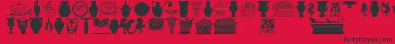 Czcionka Greekart – czarne czcionki na czerwonym tle