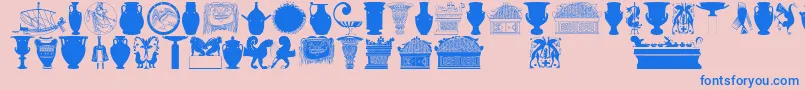 Fonte Greekart – fontes azuis em um fundo rosa