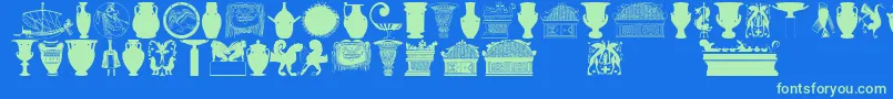フォントGreekart – 青い背景に緑のフォント