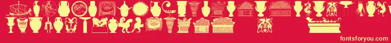 Fonte Greekart – fontes amarelas em um fundo vermelho