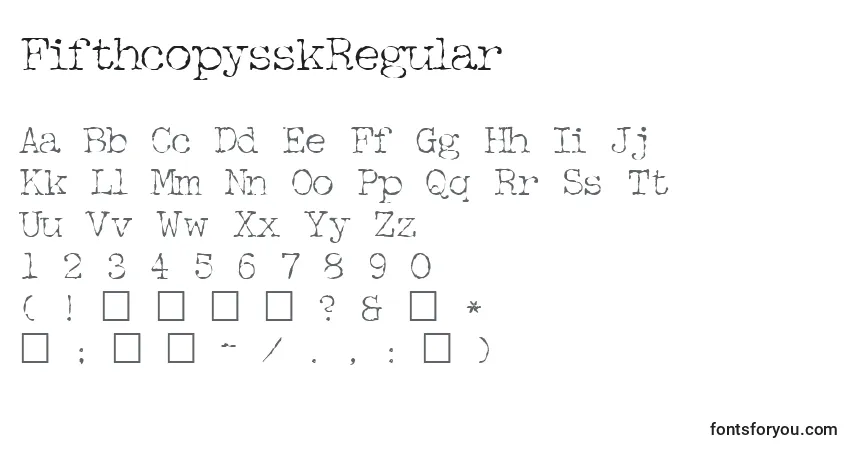 A fonte FifthcopysskRegular – alfabeto, números, caracteres especiais