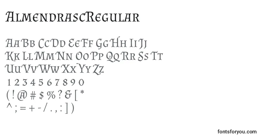 Czcionka AlmendrascRegular – alfabet, cyfry, specjalne znaki