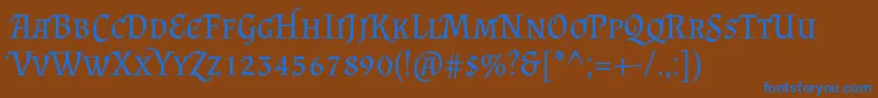 AlmendrascRegular Font – Blue Fonts on Brown Background