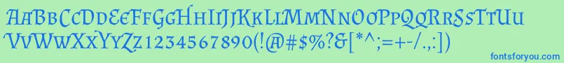 AlmendrascRegular Font – Blue Fonts on Green Background