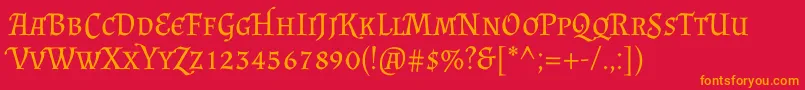AlmendrascRegular Font – Orange Fonts on Red Background