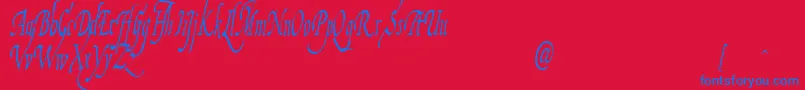 FiorenzaIi-Schriftart – Blaue Schriften auf rotem Hintergrund