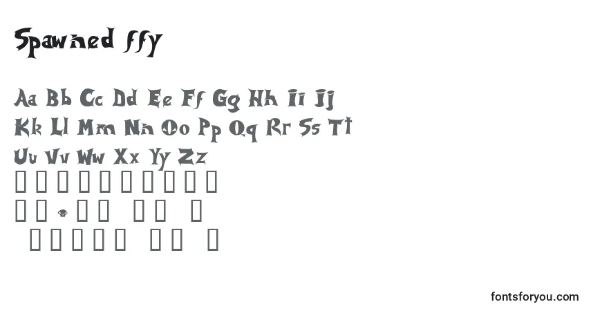 Schriftart Spawned ffy – Alphabet, Zahlen, spezielle Symbole
