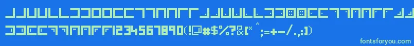 フォントXenois – 青い背景に緑のフォント