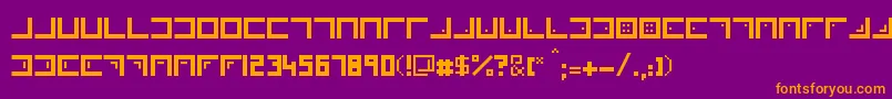 Xenois-Schriftart – Orangefarbene Schriften auf violettem Hintergrund