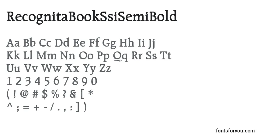 Шрифт RecognitaBookSsiSemiBold – алфавит, цифры, специальные символы