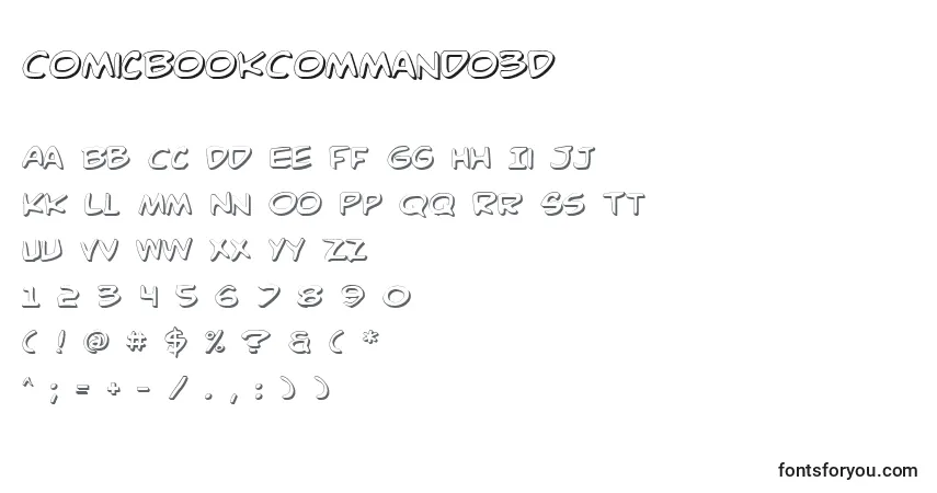 Шрифт ComicBookCommando3D – алфавит, цифры, специальные символы