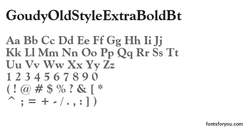 Шрифт GoudyOldStyleExtraBoldBt – алфавит, цифры, специальные символы