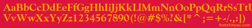 フォントGoudyOldStyleExtraBoldBt – 赤い背景にオレンジの文字