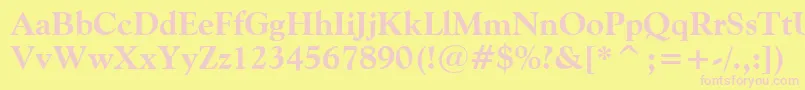 GoudyOldStyleExtraBoldBt-fontti – vaaleanpunaiset fontit keltaisella taustalla
