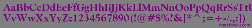 フォントGoudyOldStyleExtraBoldBt – 紫色のフォント、灰色の背景