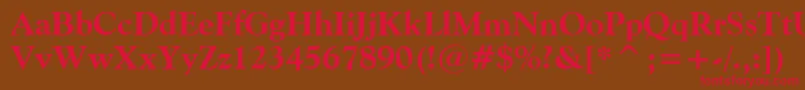 フォントGoudyOldStyleExtraBoldBt – 赤い文字が茶色の背景にあります。