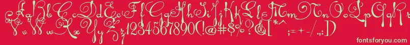Rhalina Font – Green Fonts on Red Background