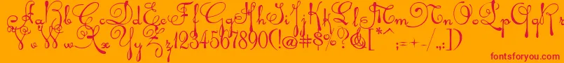 Rhalina-Schriftart – Rote Schriften auf orangefarbenem Hintergrund