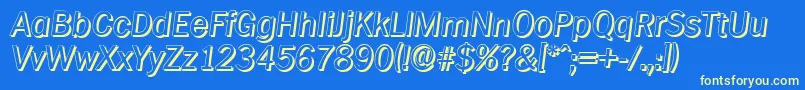 PlymouthshadowItalic Font – Yellow Fonts on Blue Background
