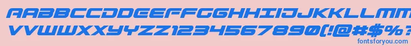 フォントGunshipboldital – ピンクの背景に青い文字