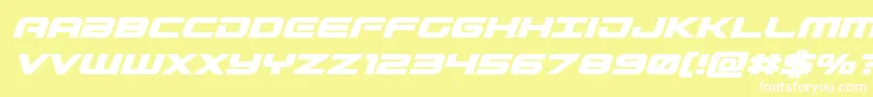 Gunshipboldital-fontti – valkoiset fontit keltaisella taustalla