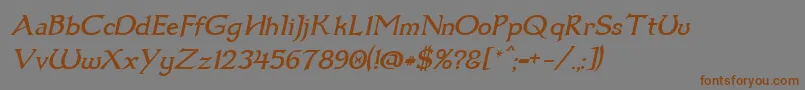 Dumbledor1Italic-fontti – ruskeat fontit harmaalla taustalla